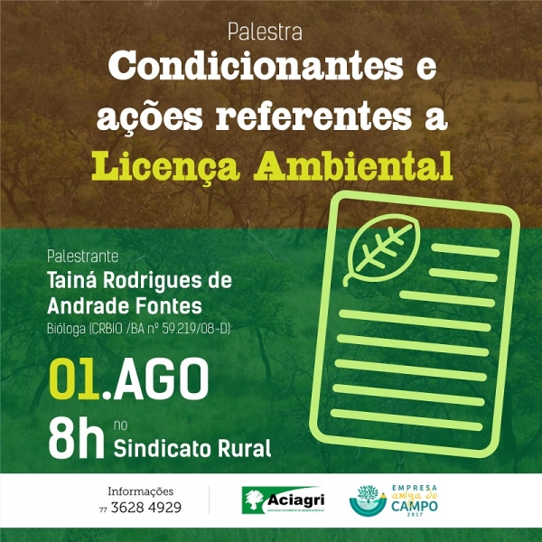 Aciagri promove palestra sobre condicionantes e ações para Licença Ambiental