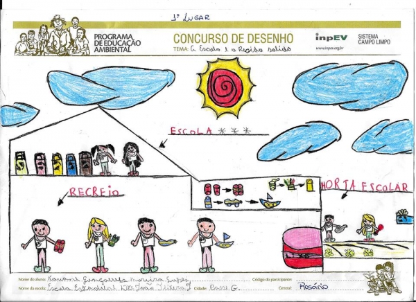 1° Lugar na categoria desenho, alunaKauane Gonçalves Moreira Lopes,Escola Municipal Dr. João Teixeira - Posse/GO