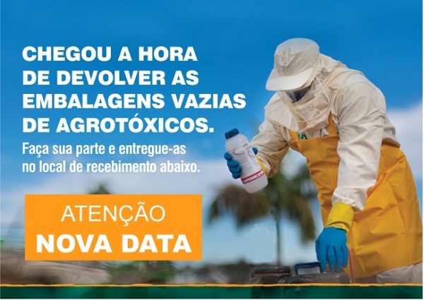 Recebimento de embalagens vazias de defensivos agrícolas em Wanderley é adiado para o sábado, 25 de maio