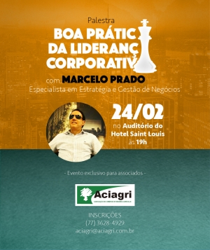 COMUNICADO – PALESTRA COM MARCELO PRADO SERÁ DIA 24 DE FEVEREIRO